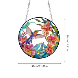 Xuoxeji Hummingbird Sun Catchers, Hummingbird Stained Acrylic Window Hanging, Stained Acrylic Birds Hummingbird Gifts for Women (Hummingbird 30cm)