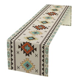 Camino de mesa azteca suroeste, diseño étnico, diseño geométrico, decoración para jardín, granja, boda, fiesta, cena, hogar, 13 x 120 pulgadas