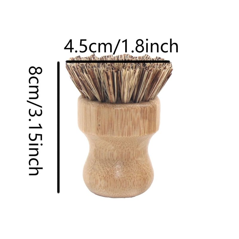 2Pcs Natural Dish Brush Scrubber, Bamboo Dish Scrub Brushes Kitchen
