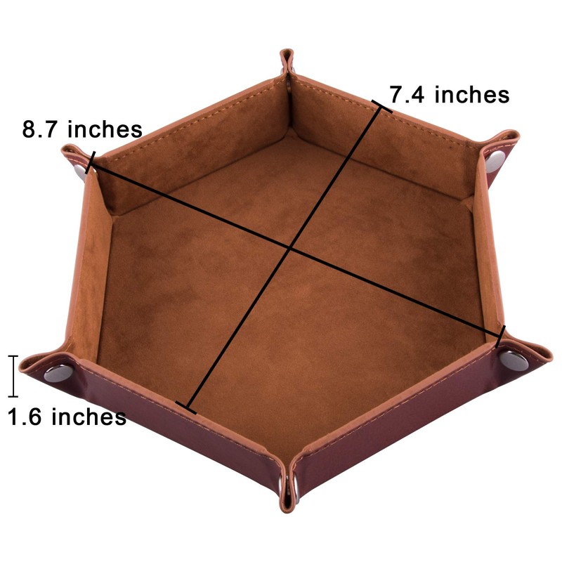 SIQUK 2-Piece Dice Tray - PU Leather Folding Hexagon Dice