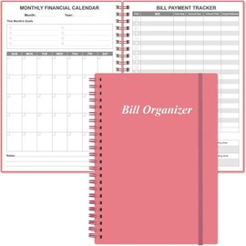 Bill Organizer - Monthly Bill Payment for Personal Budgeting Financial, Payments Checklist Organizer, 5.8" x 8.5", Pink - Color: Black