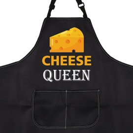 PXTIDY Cheese Apron Cheese Kitchen Gift Cheese Queen Cheese Lover Gift Cheese Kitchen Apron With Pockets Waterproof Adjustable (CHEESE QUEEN apron)
