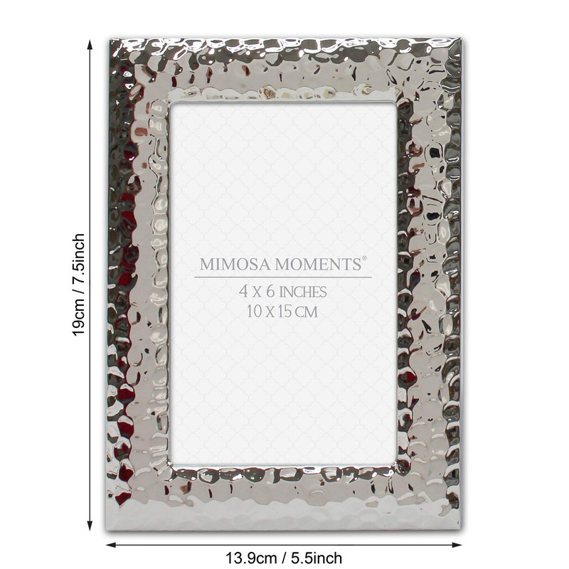 MIMOSA MOMENTS Hammered Metal picture Frame (Silver, 4x6)