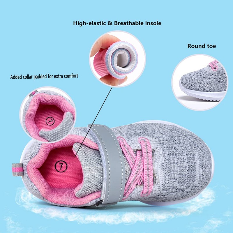 COODO - Zapatillas deportivas para niños y niñas, Negro/Rosado, 16