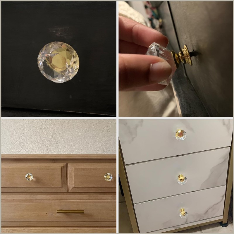 MDPLY 5 Pack Crystal Glass Cabinet Knobs - 30mm Clear