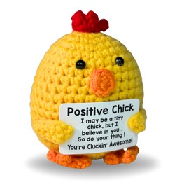 PICKLE BUDDIES Inspirational Crochet Positive Chick - Emotional Support Crochet Dolls Positive Crochet Animals Gifts Desk Decor Emotional Support Plush for Anxiety & Stress Relief