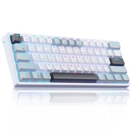 Solakaka SK961 Wireless Mechanical Keyboard 60 Percent Keyboard Tri-Mode Connection RGB Backlight Programmable Gaming Keyboard Office Backlit Mini Keyboard PC Computer Laptop Keyboard - Color: whiteblue