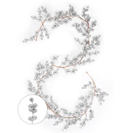 RECUTMS Artificial Silver Berry Garland Christmas Garland 6.23FT for Decorating Christmas Table Decorations Indoor Winter Home Holiday Fireplace Decor