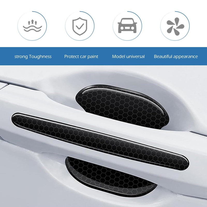 Bawkars 8 PCS Car Door Handle Scratch Protectors, Waterproof Reflective