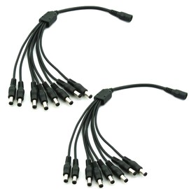 Security-01 2-Pack 1 to 8 Way DC Power Splitter Cable, Plug 5.5mm x 2.1mm