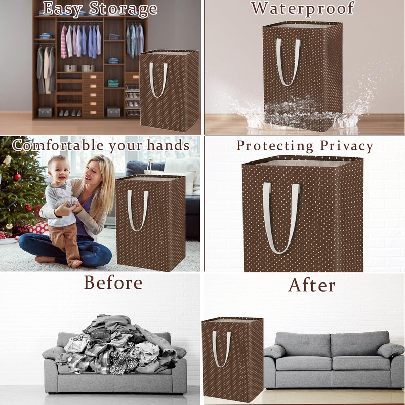 Waterproof Laundry Hamper Collapsible Laundry Basket Leather Handle Laundry Bag