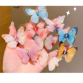6PCS Hair Clips for Girls, Realistic Butterfly Clips, Colorful Butterfly Hair Clip for Kids, Butterfly Snap Hair Clips for Teens, Women Hair Accessories for Birthday (Pink)