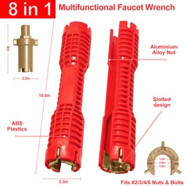 Faucet and Sink Installer（8-in-1）Multi-purpose Wrench Plumbing Tool for Toilet Bowl/Sink/Bathroom/Kitchen Plumbing Repair Installation Hand Tools(red)
