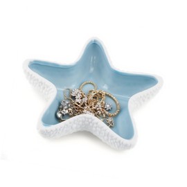 SJDHAHC Starfish Ceramic Jewelry Dish - Coastal Decor Trinket Tray for Rings & Earrings, Ocean-Themed Beach Room Decor, Decorative Holder for Necklaces, Keys, Makeup (5.11")