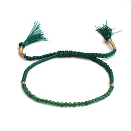 Gempires Braided Beaded Bracelet, Green Jade Bead Bracelet, Pull String Adjustable Bracelets, Natural Gemstone, Minimal Jade Jewelry for Women, Gift for Mom (green jade)