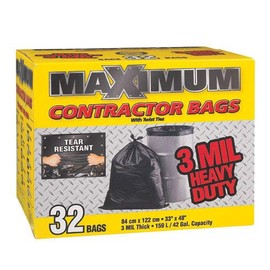 Maximum 3 mil Black Contractor 32 Bags per Box