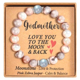 Feuvois Godmother Mothers Day Gifts, Godmother Gift from Godchild - Natural Stone Bracelet, God mother Proposal Gift, Will You be My God mother, Godmothers Bracelet Gifts