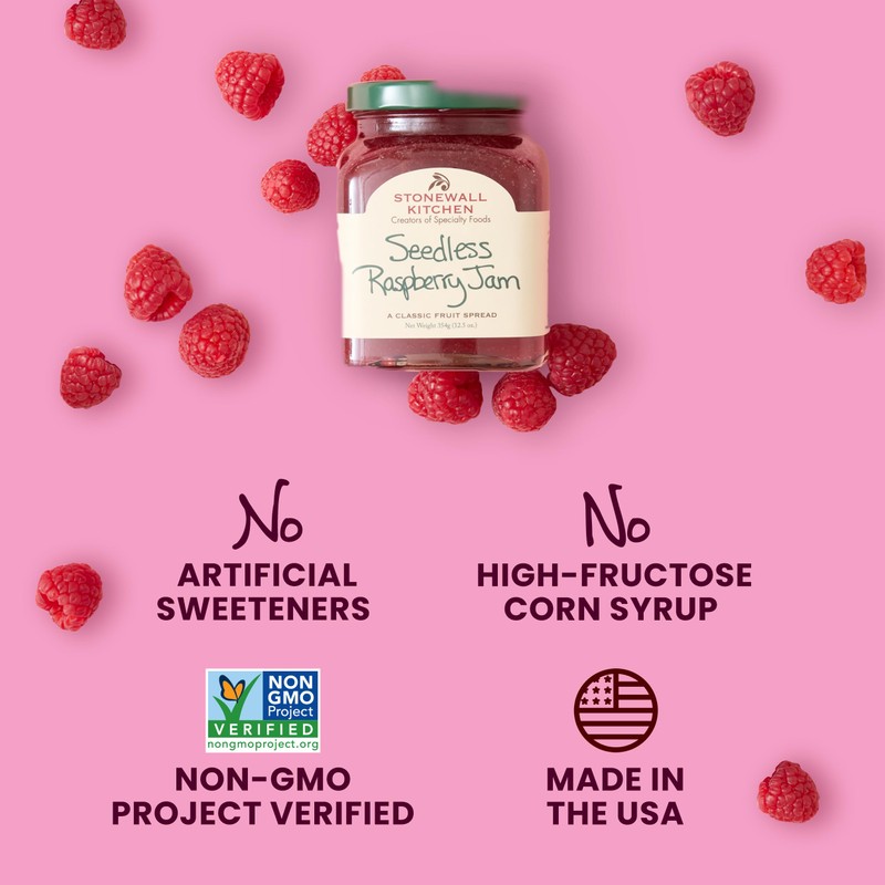 Stonewall Kitchen Seedless Raspberry Jam, 12.5 Ounces