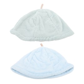 2pcs Sauna Cap Coral Fleece Highly Absorbent Elastic Men Women Drying Hair Cap Shower Cap for Bathroom