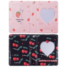 SZHTSWU 2 Pack Mini Photo Album 40 Pockets, 3 Inch Kpop Photocard Holder Book Small Photocard Binder Photo Card Binder Love Heart Hollow Picture Album for Photo Cards Picture