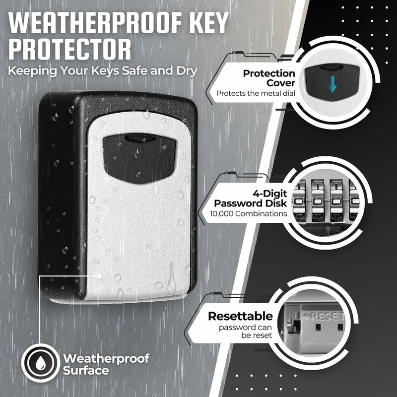 Flexzion Lock Box for Keys with Code – Wall Mounted