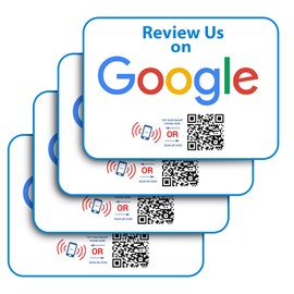 Review Us On Google - Four (4) Pack - QR Code and NFC Cards for Instant Google Reviews - Tap & Scan Cards for Small Business Marketing - Boost Your Business Reviews - Two Sided