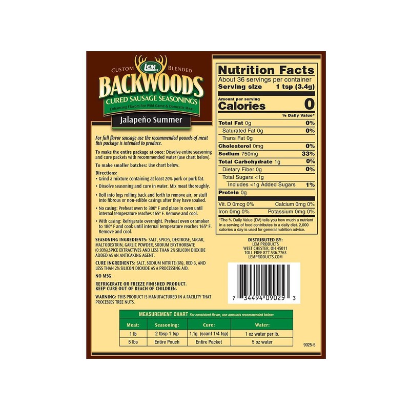LEM Backwoods Jalapeno Summer Sausage Seasoning for 5 lbs