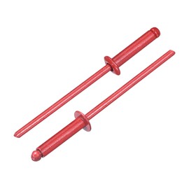uxcell 100Pcs 1/8" x1/2" Aluminum Blind Rivets, Aluminum Grip and Steel Mandrel, Dome Head Long Split Rivets for Metal, Furniture, Automotive, Red