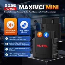 Autel MaxiSys MaxiVCI VCI Mini OBD2 Adapter Connector, 2025 Vehicle Wireless Diagnostic Interface, Work w/Autel Scanner MaxiCOM MK808BT PRO MK808Z-BT MK808K-BT MP808BT Pro MK808S-TS MP808S-TS MK808TS