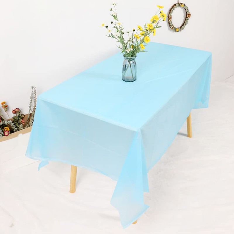 RCFFDL 3 Pack Blue Disposable Tablecloth, 54" x 108" Baby
