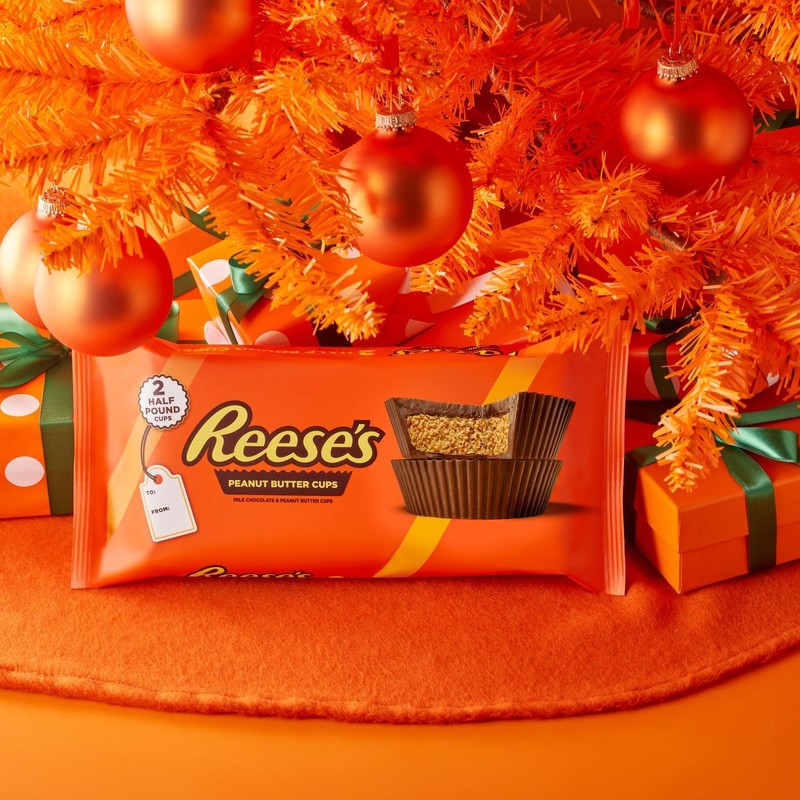 REESE'S Milk Chocolate Half-Pound Peanut Butter Cups, Candy Pack, 16