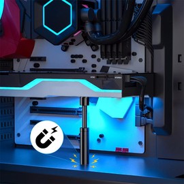 Ginddy GPU Holder, Adjustable 49-80 mm Aluminium Alloy Anti-Sag Holder with Magnetic Base for 4080 Super/Graphics Cards Prevents GPU Sag & PC Damage (Black)