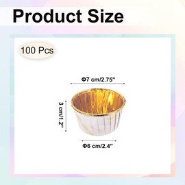 sourcing map 100 Pcs Single-Sided Aluminum Foil Cupcake Liners, Greaseproof Muffins Baking Cupcakes for Wedding Birthday Party Decoration, Pink (Round-Pattern)
