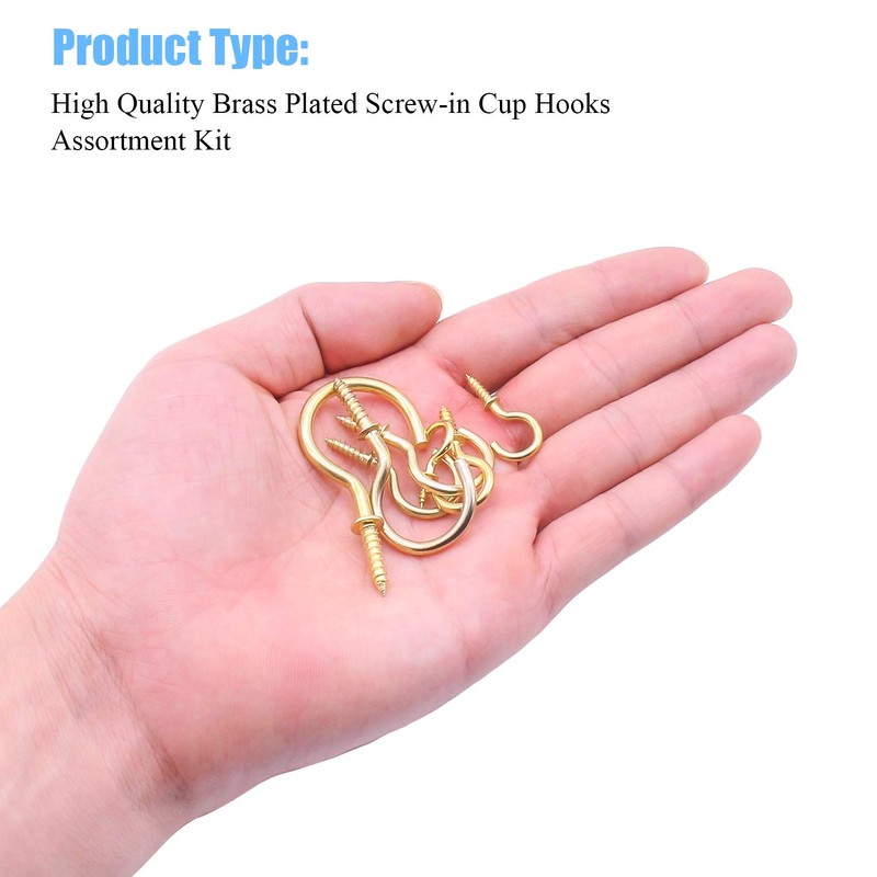 Cup Screw Hooks for Hanging, DYWISHKEY 136PCS 7 Sizes Cup