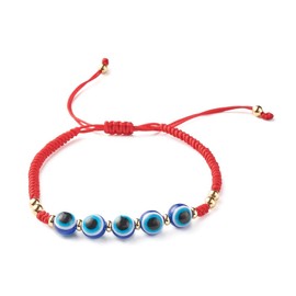 Hemasa Red Colour Braided Evil Eye Resin Beads Adjustable Bracelets for Women/Girls