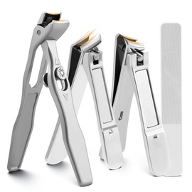 4-in-1 Nail Clipper Set, Double Slanted Nail Clippers w/Wide Jaw Toenail Clipper Stainless Steel Nail Cutter for Men Women and Seniors, Ingrown Toenail Clippers for Manicure and Pedicure Tools