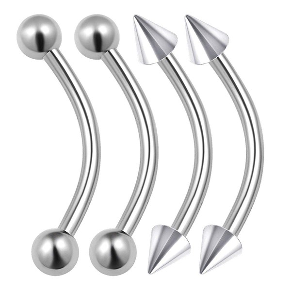 KJM Fashion Surgical Steel Banana Ear Stud Earrings 1.2 mm