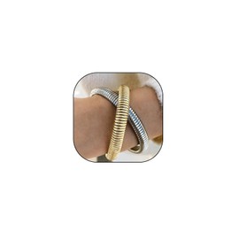 2Pcs Chunky Gold Bracelet for Women Men Flexible Wide 10MM Two Tone Stretch Bracelet Elastic Snake Chain Wristband Bangle Bracelet Dainty Jewelry Gifts (Gold Silver)