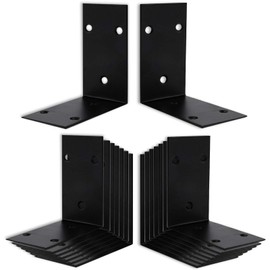 16Pcs Raised Garden Bed Corner Brackets, 4Inch Stainless Steel Bracket, Black Angle Brackets, L Corner Brace, Heavy Duty L Brackets 90° Metal Bracket for Wooden Furniture Timber （4 Different Sizes）