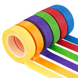 Cinta Adhesiva de Colores para Manualidades, Papel de Etiquetado, Artes Decorativas para Bricolaj (6, 6 Colores, 1cm * 20m)