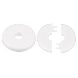 HARFINGTON 2pcs Wall Split Flange 11mm/0.4" Self-Adhesive Plumbing Cover Plates ABS Plastic Round Escutcheon Plate Buckle Design for Water Pipe Bathroom Kitchen Decoration, White