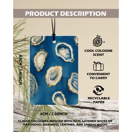 EKGJW Blue Ocean Beach Cologne Car Air Freshener 4 Pcs, Coastal Crab Oyster Starfish Seashell Hanging Air Freshener for Cars Bathroom Dorm Books Decor, Beachy Accessories Gifts for Women Girls