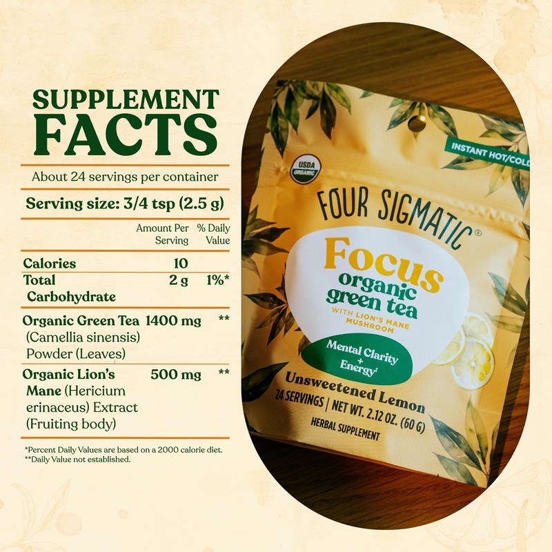 Four Sigmatic Focus Organic Green Tea | Focus Enhancing Tea