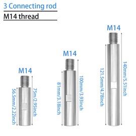 Aoyswuz 3 Pieces Angle Grinder Extension Connecting M14 Extension Connecting Rod 75/100/140 mm M14 Extension Shaft for Car Polishers, Car Care Accessories