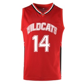 Mens Wildcats High School Basketball Jersey #14 Troy Bolton Jersey Shirt Jersey Red L