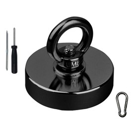 YESCUT Ultra Strong Magnet Hook with Carabiner 【1-Piece Set】 Load Capacity 253.5 lbs (115 kg), Diameter 2.36 inches (60 mm), 304 Stainless Steel, Strong Magnet, Rustproof, Removable U-Hook, For