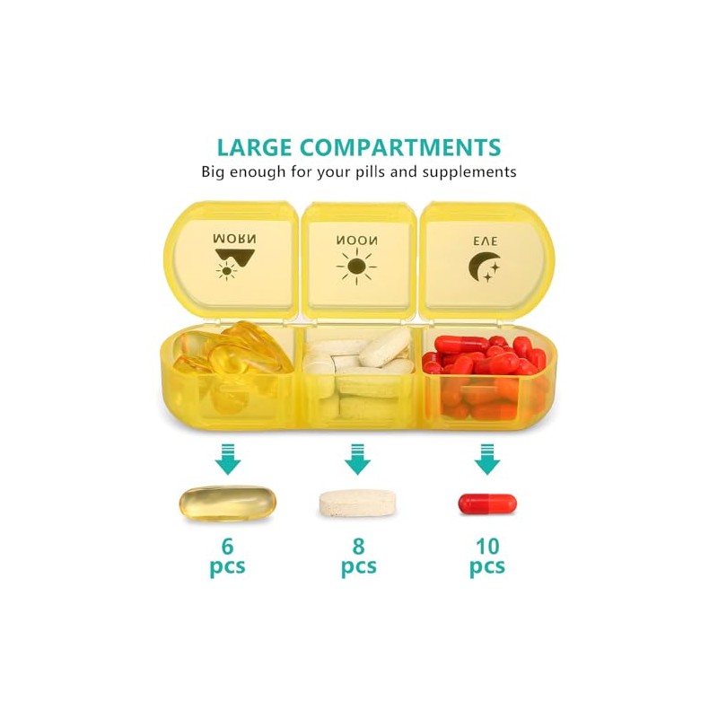Pill Organizer 3 Times a Day, Fullicon Large Weekly Pill