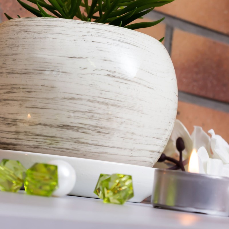 Black and white concrete ceramic 11 cm planter with saucer,