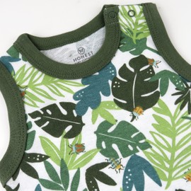 HonestBaby Multipack Short Romper Sets and Dresses 100% Organic Cotton for Infant Baby, Toddler Boys, Girls, Unisex (LEGACY), Jungle Jam, 24 Months