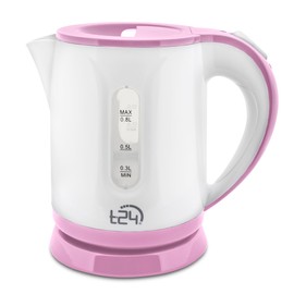 T24 Kettle 1 L, Small Kettle, Travel Kettle, Dry Run Protection, Lightweight (650 g), BPA Free, 1100 W, TÜV Rheinland GS Approved, Kettle, Kettle, Kettle, 1 Litre, Mini Kettle, Pink White